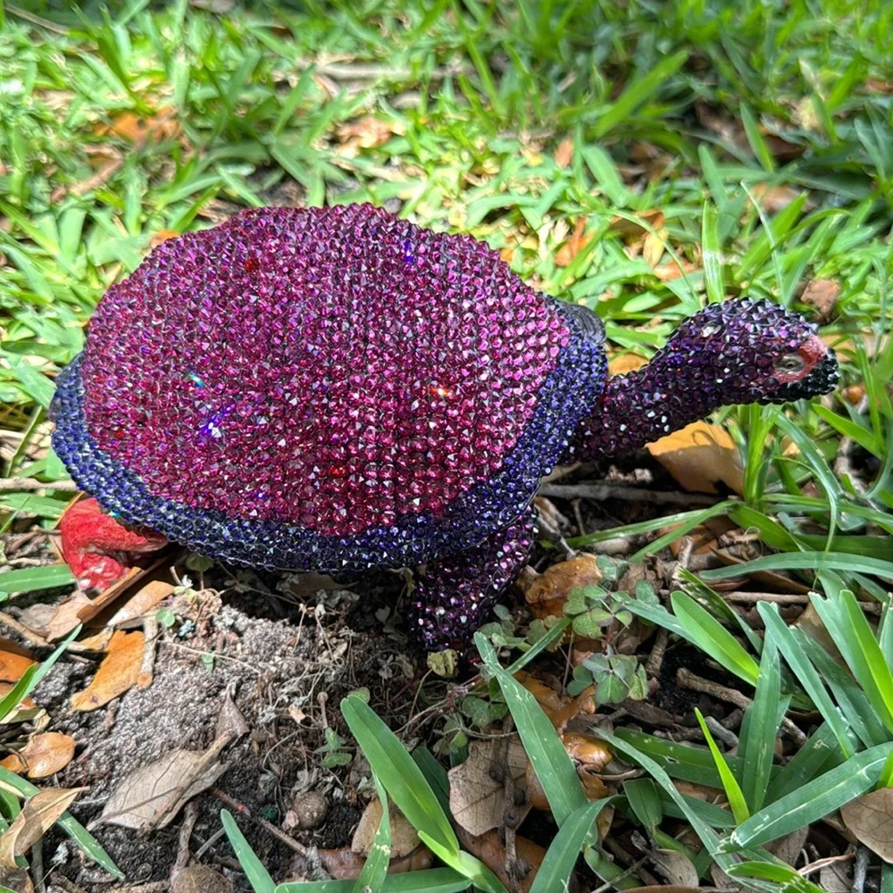 Sparkling Swarovski Crystal Embellished Turtle Pink Purple Handcrafted Unbranded